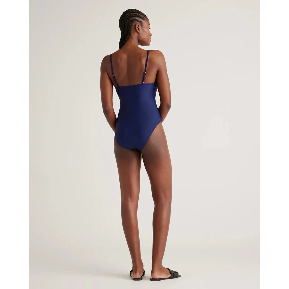 NWT Quince Deep Navy Italian Cami One-Piece Swimsuit Size Large